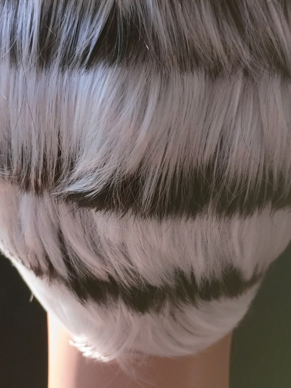 Short Layered Women's Wig in White with Black Stripes